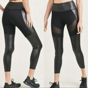Black Faux Leather Matte Shine Leggings NEW